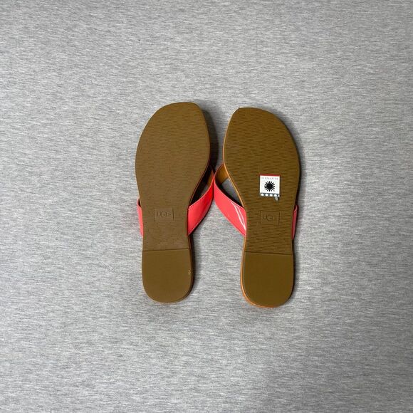 UGG Women’s Tuolumne Peach Pink Leather Casual Flip Flop Sandals - Picture 2 of 8